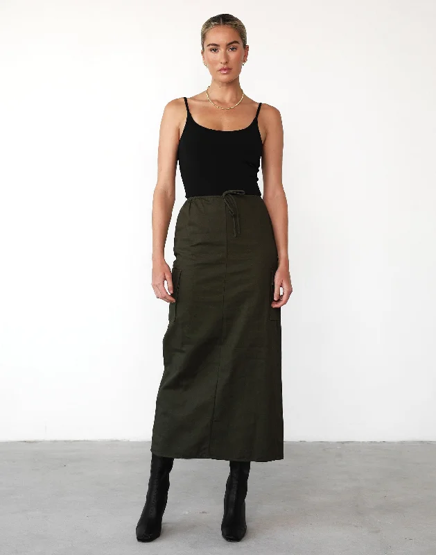 Not Now Maxi Skirt (Moss)