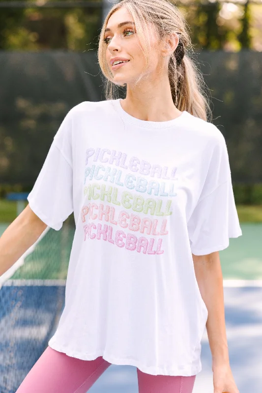 Let's Play Pickleball White Graphic Tee