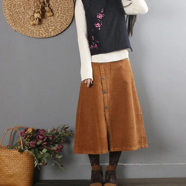 Natural chocolate Cotton quilting skirt A line skirts Plus Size skirt