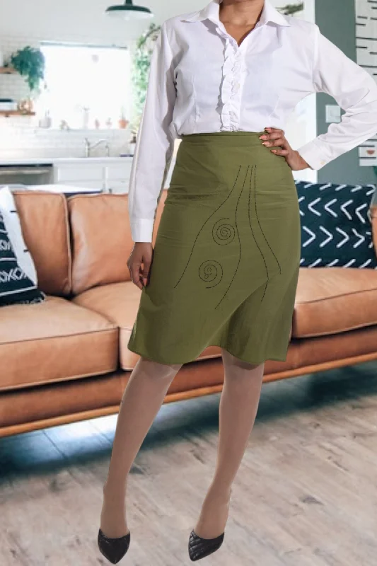 Olive Embroidered Skirt