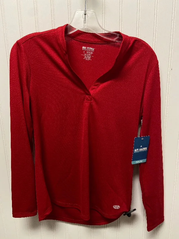 Athletic Top Long Sleeve Crewneck By Reel Legends In Red, Size: S