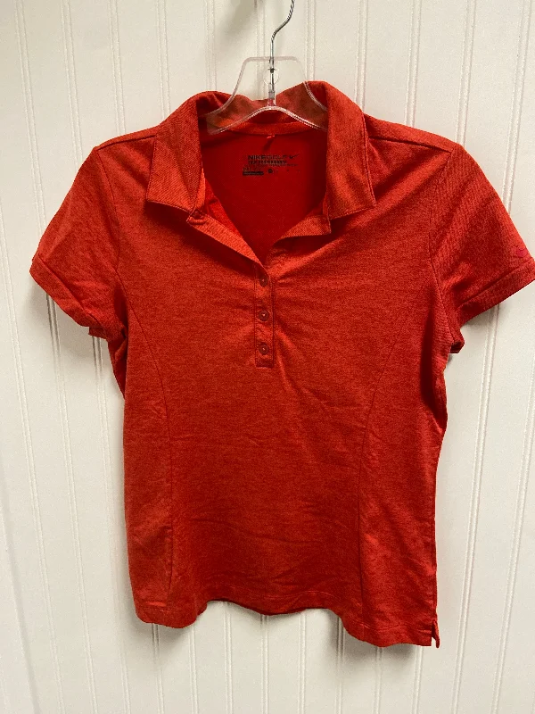 Athletic Top Short Sleeve By Nike In Orange, Size: M