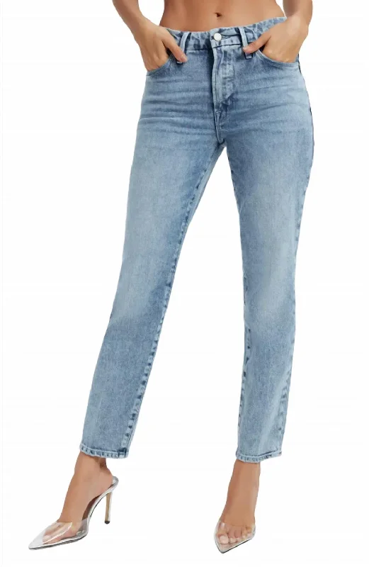 Classic High Waist Straight Leg Jeans In Indigo301