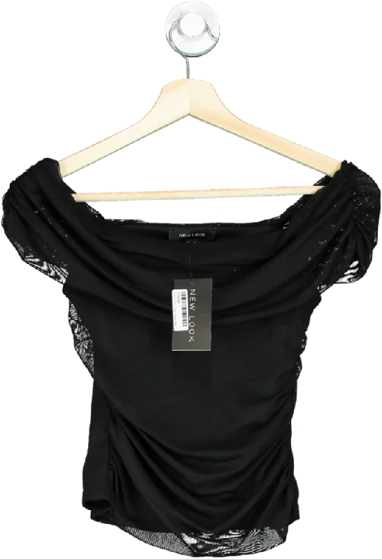 New Look Black Mollie Mesh Top UK 10