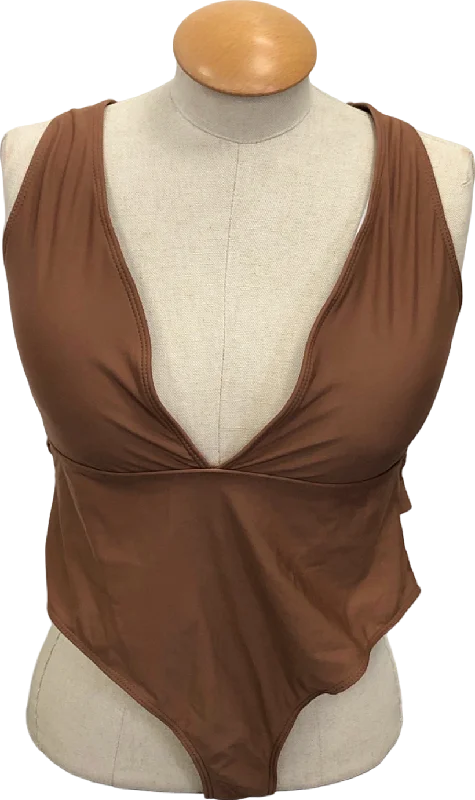 Unbranded Brown V-Neck Swimsuit Body UK XL