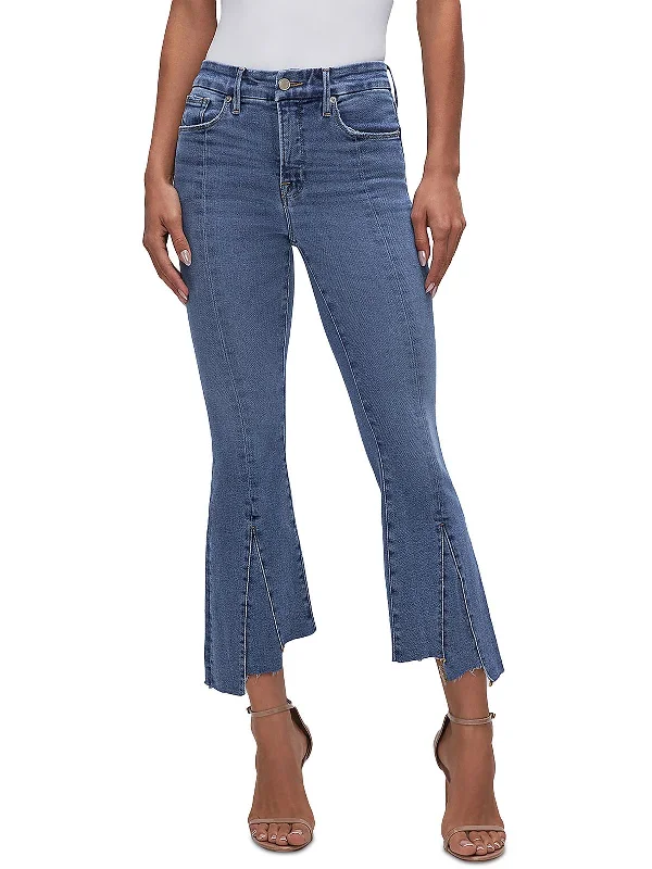 Womens Cropped Medium Wash Bootcut Jeans