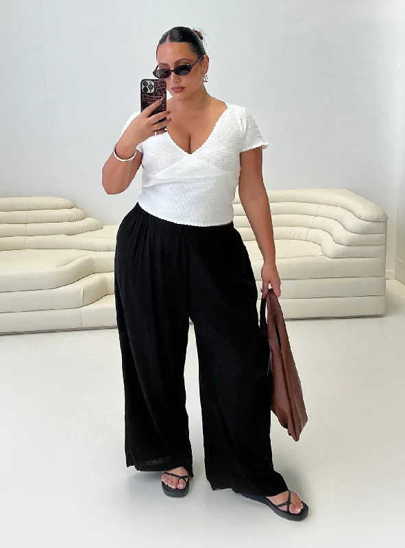 Louis Linen Blend Pants Black Curve