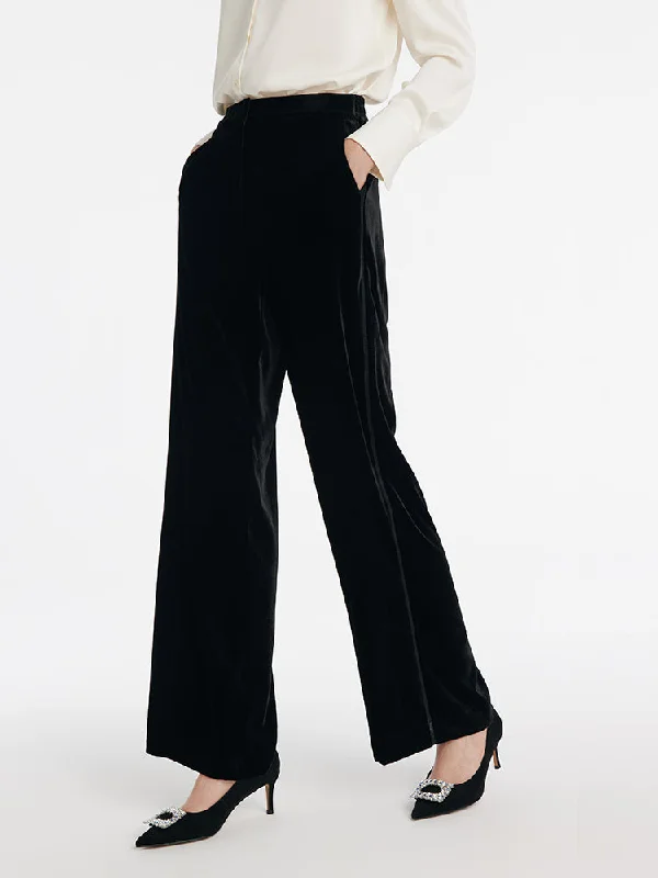 Silk Blend Straight Women Velvet Pants