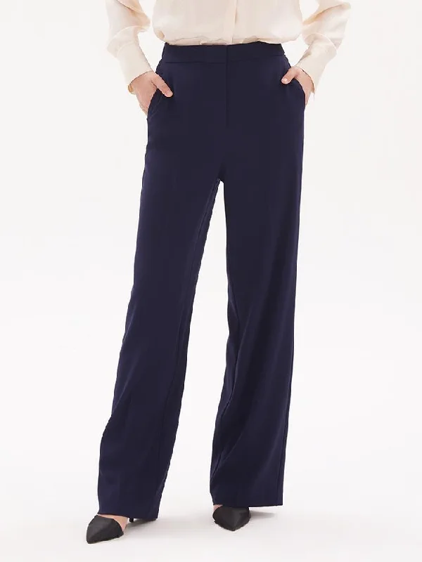 Triacetate Wide Leg Full Length Pants