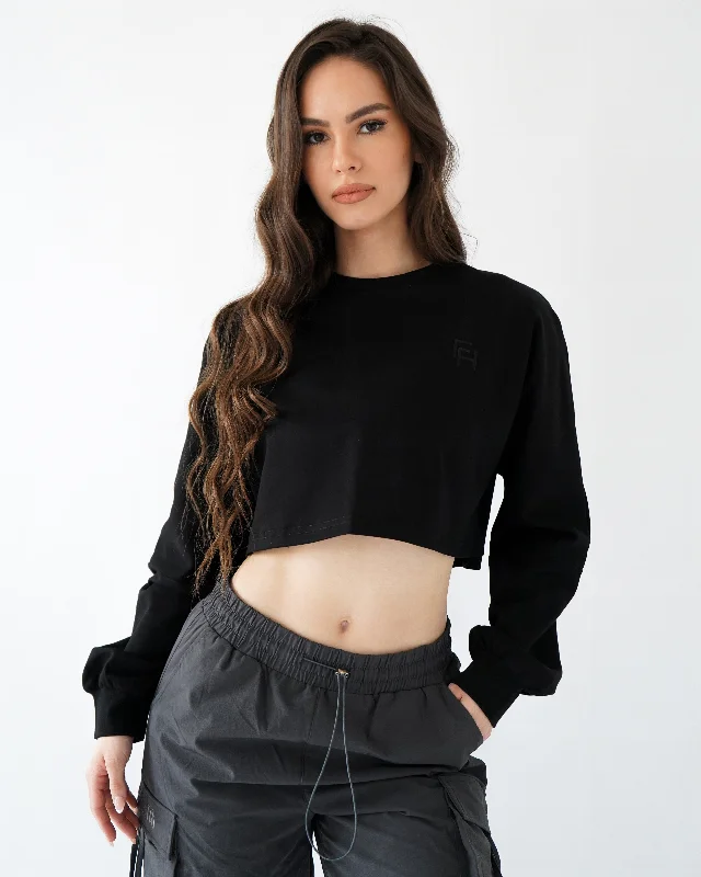 Relaxed Crop Long Sleeve - Black