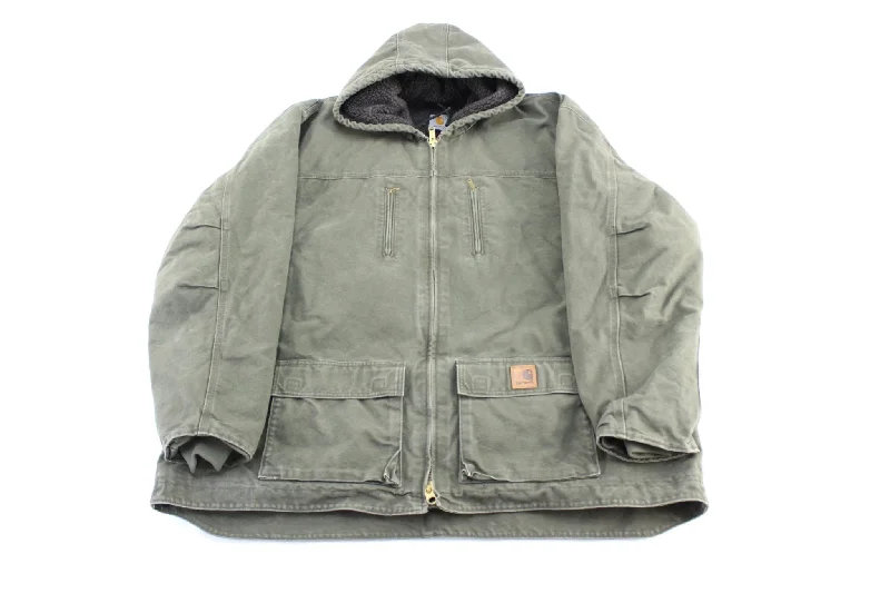 Carhartt Logo Patch Green Hooded Zip Up Jacket