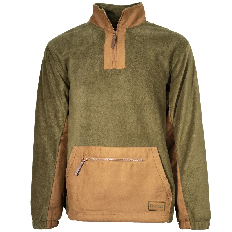 "Hooey Fleece Pullover" Olive/Brown