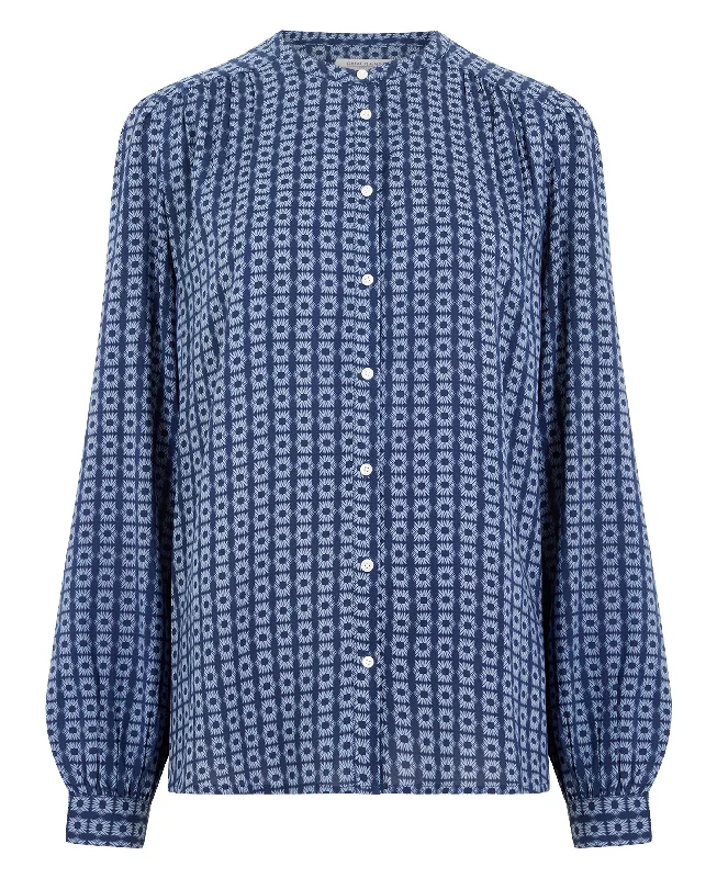 Tangier Tile Blouse - Summer Navy Lake Blue