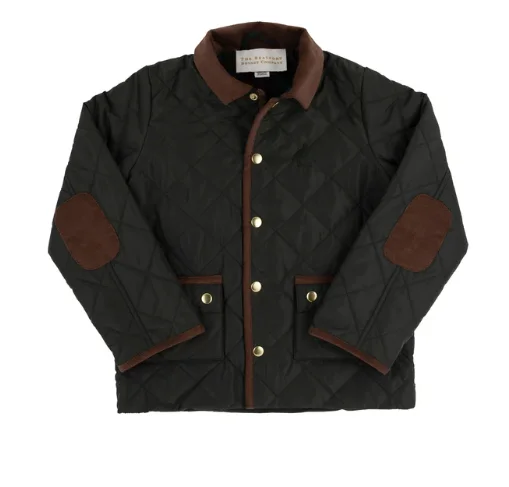 The Beaufort Bonnet Company Boy's Caldwell Quilted Coat - Montague Moss with Chelsea Chocolate Corduroy Collar