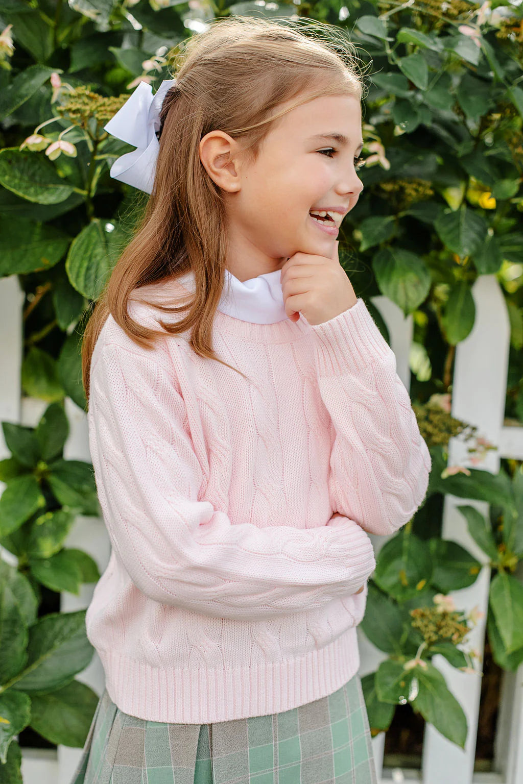 The Beaufort Bonnet Company Girl's Crawford Crewneck - Palm Beach Pink