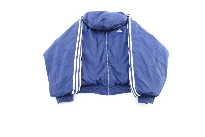 Vintage Adidas Embroidered Logo Reversible Hooded Zip Up Jacket