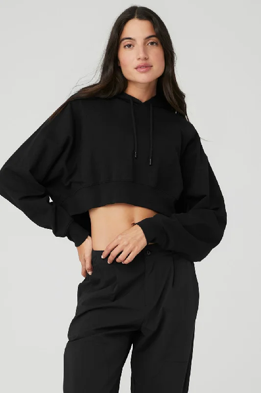 Cropped Double Take Hoodie - Black