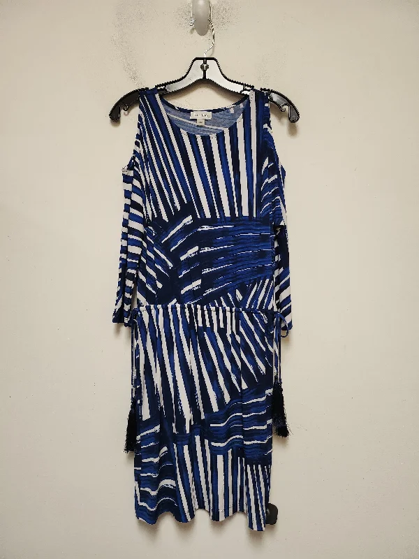 Dress Casual Midi By Calvin Klein In Striped Pattern, Size: Xs