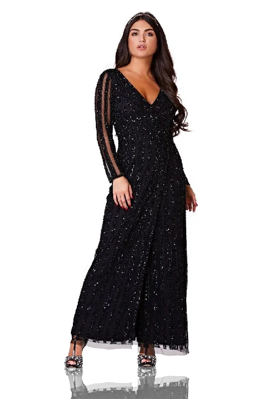 Rosie Gatsby Style Maxi Dress in Black