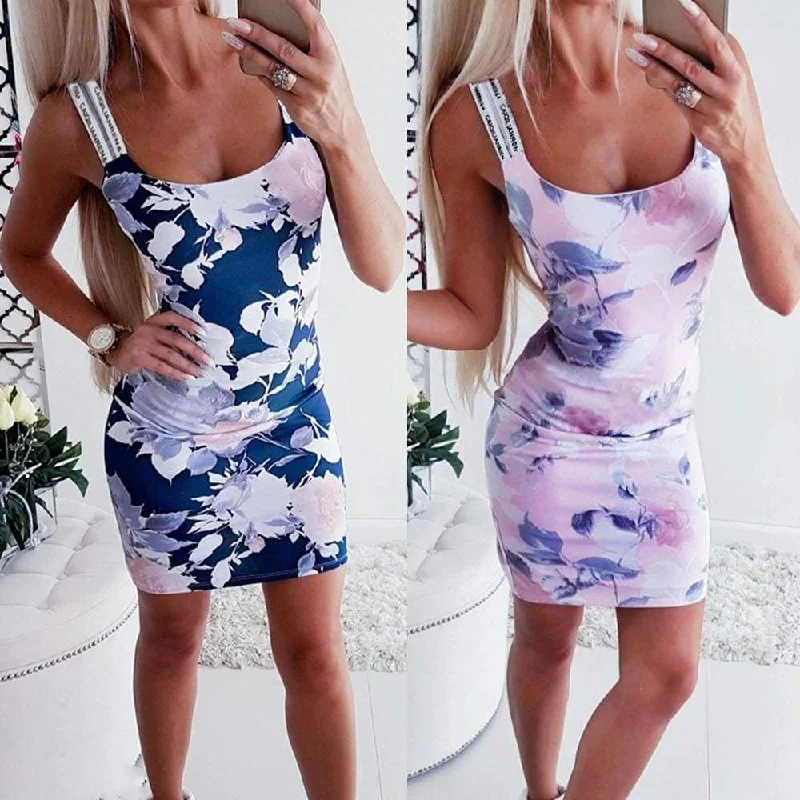 FashionSierra - Women Bandage Bodycon Dress Ladies Casual Sleeveless Slim Fit Summer Party Clubwear Mini Dress Sundress