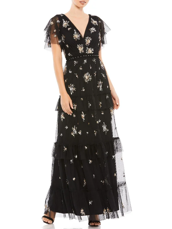 Womens Sequined Long Evening Dress