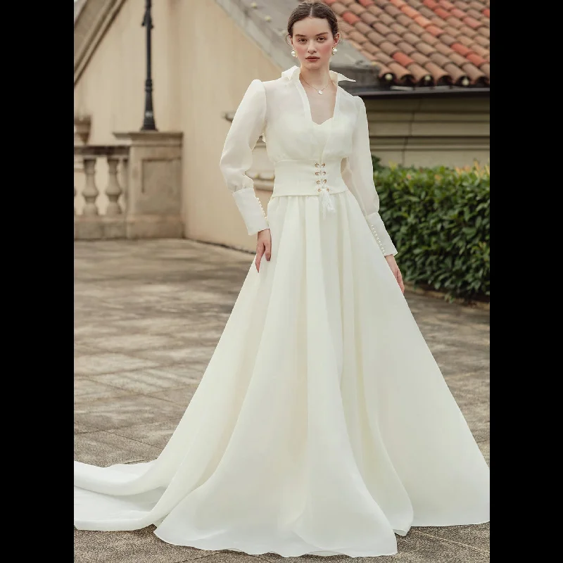 A Line Wedding Dresses With Elegant Detachable Jacket