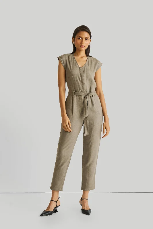 Evening Chai Jumpsuit in Dark Green