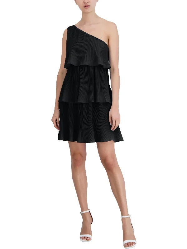 Womens Chiffon Pleated Cocktail And Party Dress