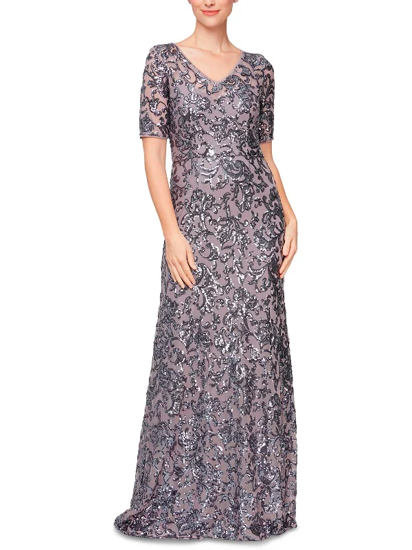 Womens Sequined Long Evening Dress