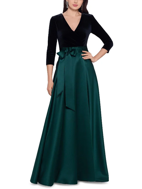 Womens Velvet Top Ball Evening Dress