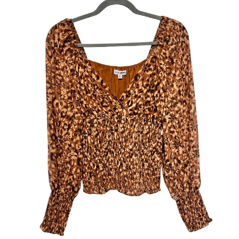 Blouse Long Sleeve By Steve Madden In Brown, Size: S