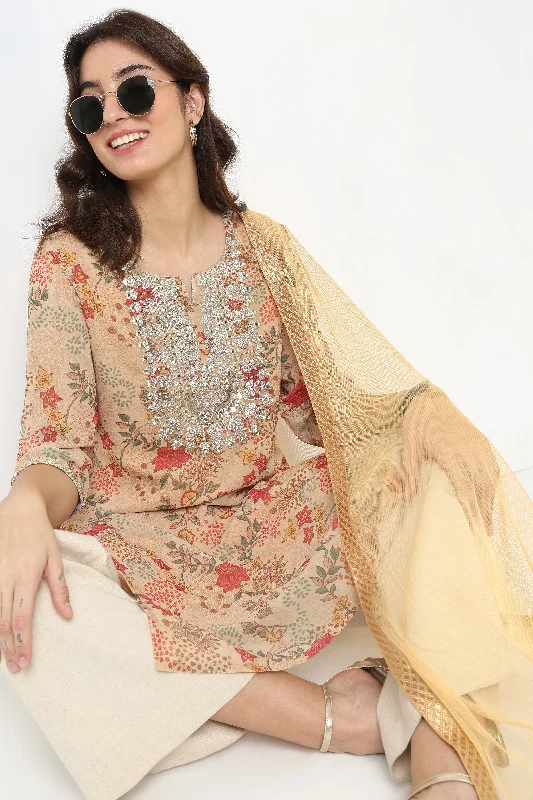 Flare Fit Embroidered Kurta