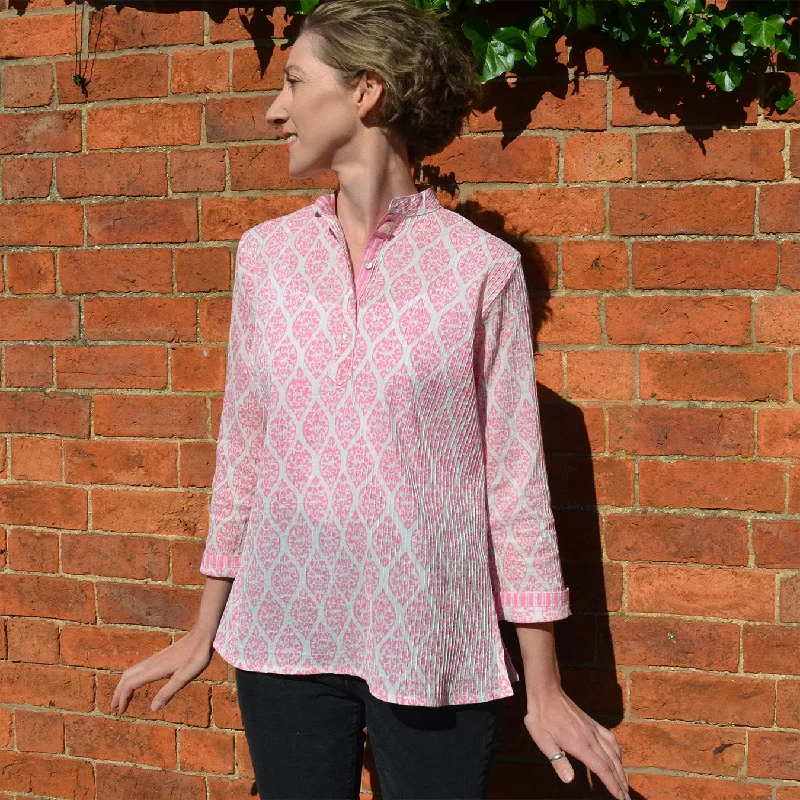 Pintuck Cotton Top | Pink Buti